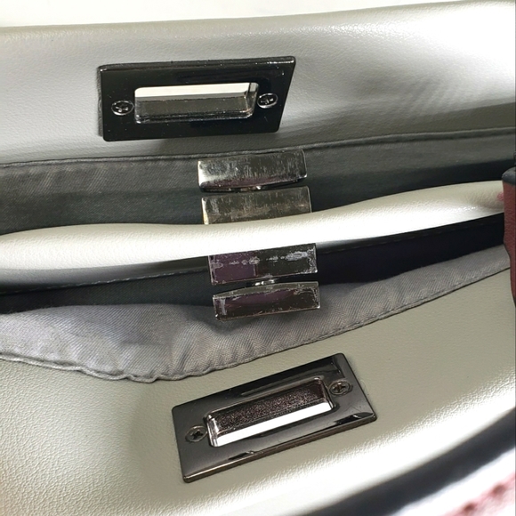 Kathy Ireland Designer Handbag - Gray & Brown Ruffle Crossbody Handbag Purse - Picture 16 of 16